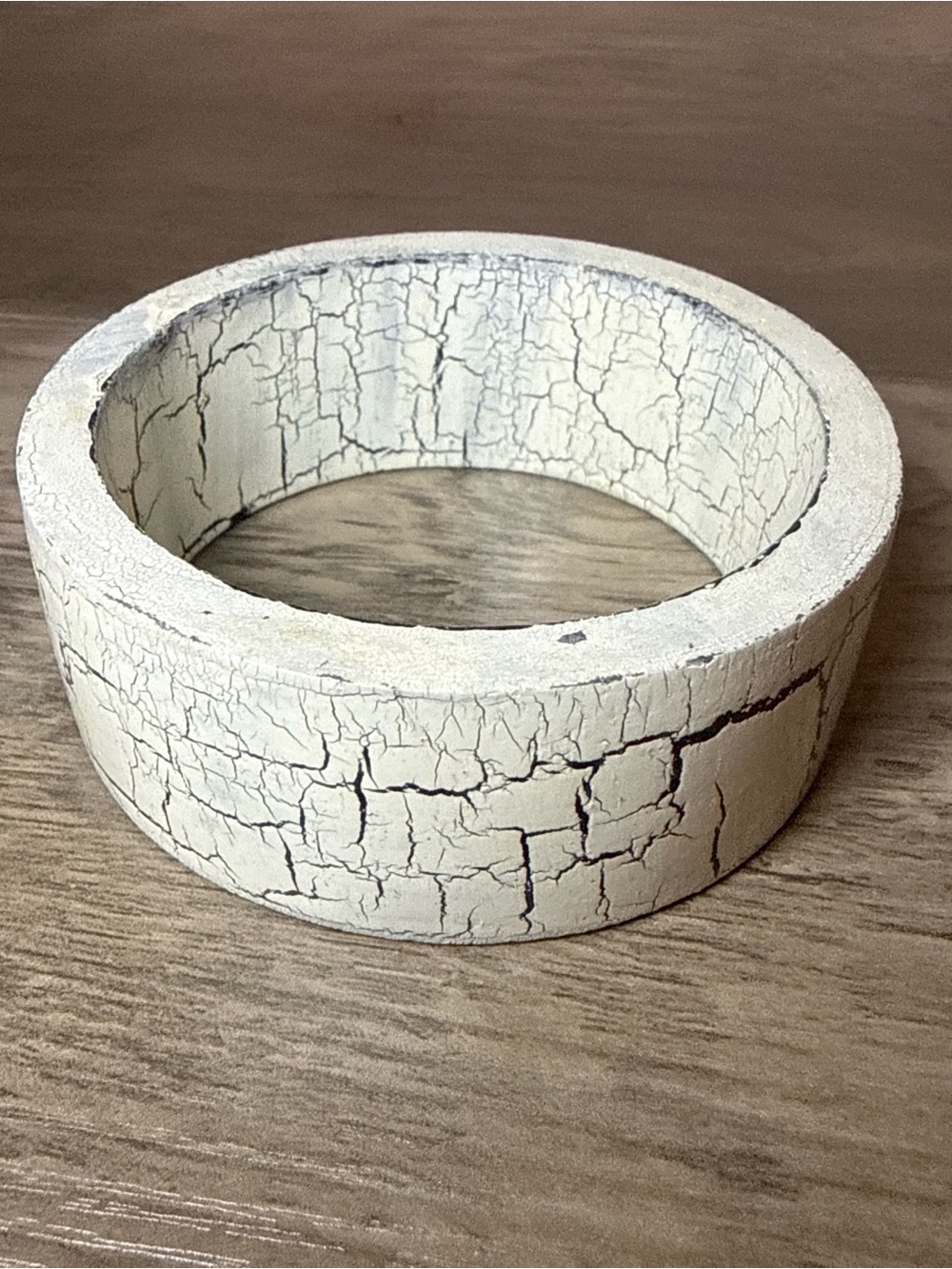 Vintage Crackle Lacquered Wood Bangle Bracelet